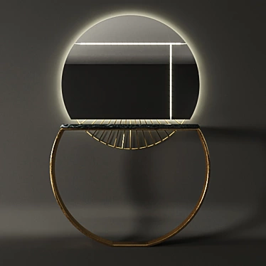 Elegant Marble & Gold Ring Console 3D model image 1 