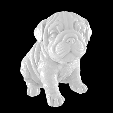 Adorable Bulldog Puppy Statue 3D model image 1 