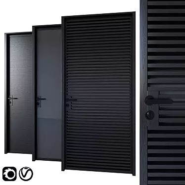 Sleek Black Modern Doors 3D model image 1 