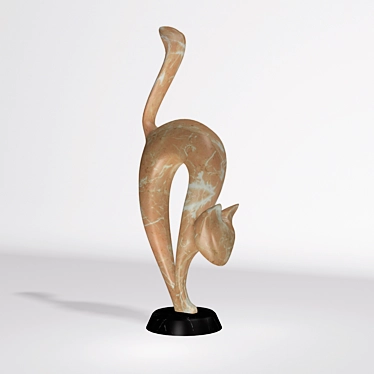 Elegant Cat Figurine 3D model image 1 