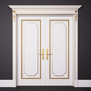 Modern Double Interior Doors 3D model image 1 