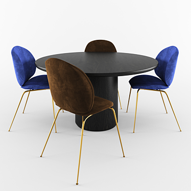 Elegant Dining Set: Gubi Beetle Chair & Table 3D model image 1 