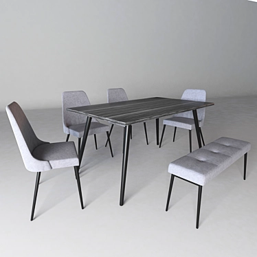 Sleek Kuryakin Dining Set 3D model image 1 