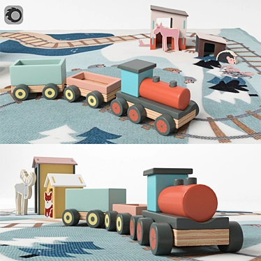 Woodland Train Set with Playmat 3D model image 1 