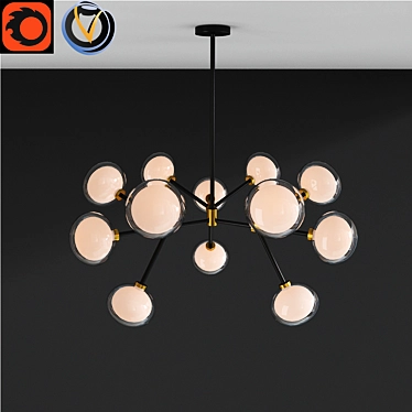 Modern Glass Double Globe Pendant 3D model image 1 