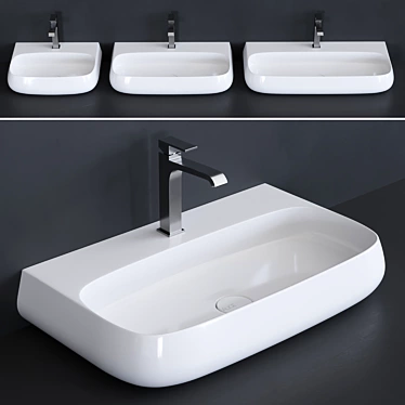 NUR Washbasin | Elegant Ceramic Rectangular Sink 3D model image 1 