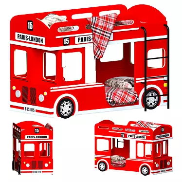 Vintage London Bus Bunk Bed 3D model image 1 