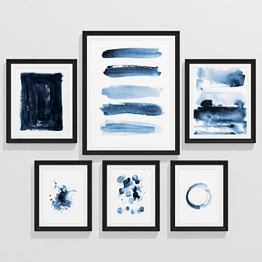 Modern Navy Blue Art Set 3D model image 1 