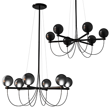 Handvark Globe Chandelier: Elegant Glass and Steel Illumination 3D model image 1 