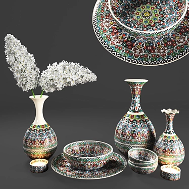 Persian Handcraft Decoration Set 3D model image 1 