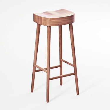 Rustic Weathered Oak Stool 3D model image 1 