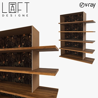 LoftDesigne 7070 Wood Metal Rack 3D model image 1 