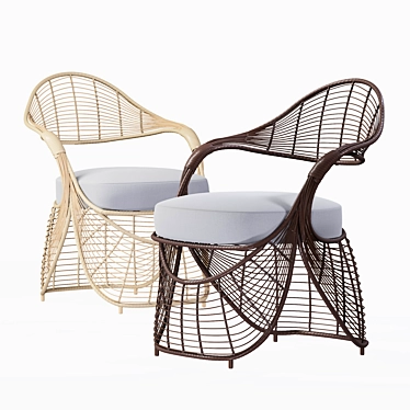 Stylish Rattan Seating: MANOLO Chair 3D model image 1 