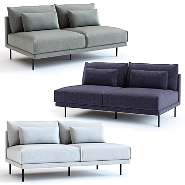 Modern West Elm Halsey Armless Sofa 3D model image 1 