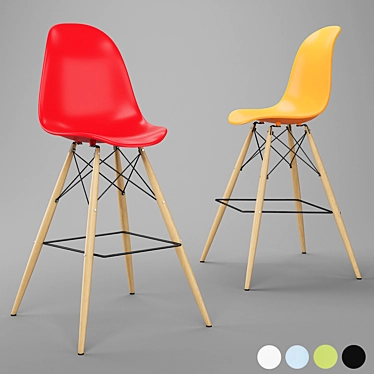 Modern Pyramid Dining Side Bar Stool 3D model image 1 