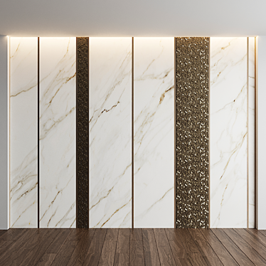 Golden Mosaic Marble Wall Panel 3D model image 1 