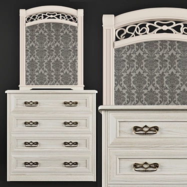 Tiffany Bedroom Set: Kamod & Mirror 3D model image 1 