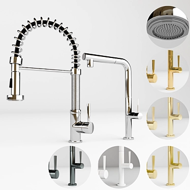 Gold Kitchen Faucet Accessory 3D model image 1 