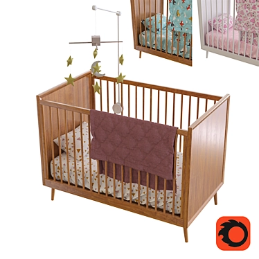 West Elm Mid-Century Convertible Cot: Classic Style, Lasting Quality 3D model image 1 