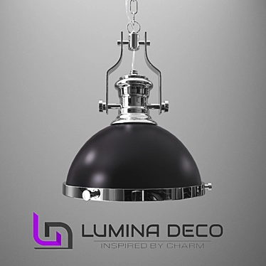 Lumina Deco Ettore Black Pendant: Modern Chic Lighting 3D model image 1 