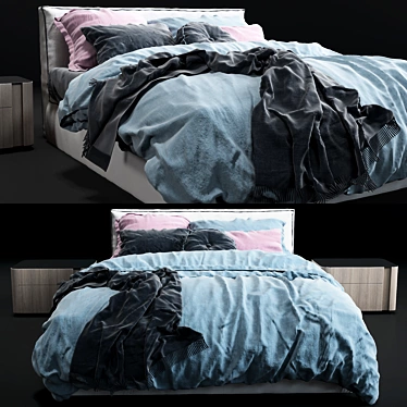 Modern Geometry Mesh Bed Set 3D model image 1 