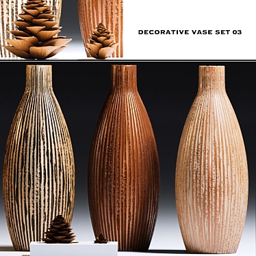 Elegant Vase Trio: 3D Max Compatible 3D model image 1 