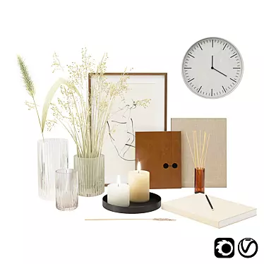 Green Grass Candle Set with Decorative Accessories 3D model image 1 