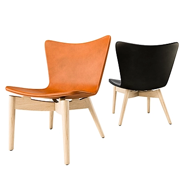 Mater Oak Lounge Chair: Sleek Oak Design with Leather Upholstery 3D model image 1 