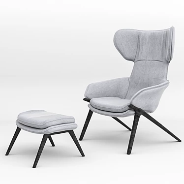 Elegant Comfort: Armchair & Footrest Cassina 3D model image 1 