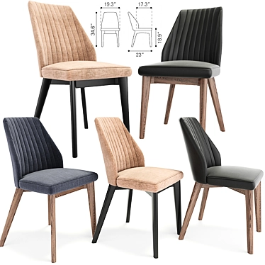 Modern Vaz Dining Chair: Sleek and Stylish 3D model image 1 