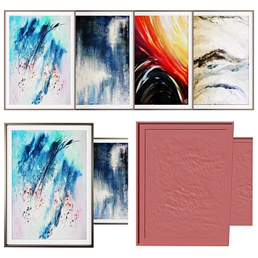 Abstract Art Photo Frame Set - Real Painting 3D model image 1 