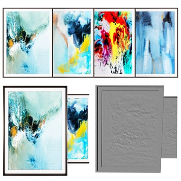 Abstract Art Photo Frame Set - Real Painting Modeling 3D model image 1 