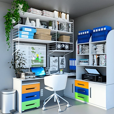 Modern IKEA Office Furniture Set 3D model image 1 