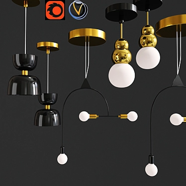 Modern Minimalist Pendant Ceiling Light Set 3D model image 1 