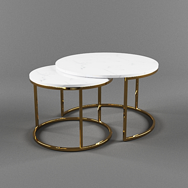 Marble Top Coffee Table: Two Roses 3D model image 1 