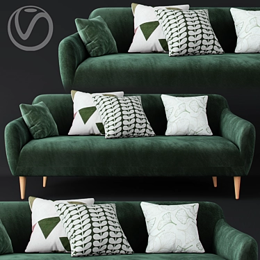 Emerald Elegance: Macy Green Velvet Sofa 3D model image 1 