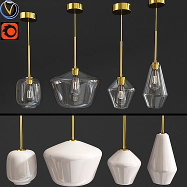 Sleek Ceiling Light Set 3D model image 1 