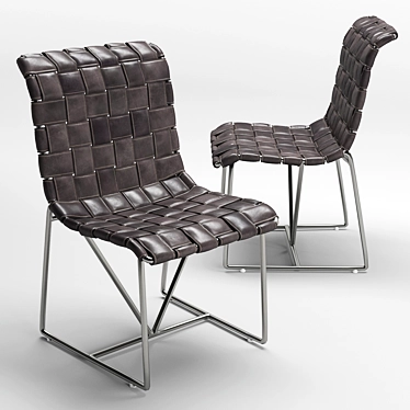 Handwoven Leather Elegance: Athena Dining Chair 3D model image 1 