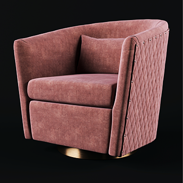 Velvet Swivel Barrel Chair 3D model image 1 