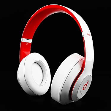 Studio 3 White & Red Wireless Headphones 3D model image 1 