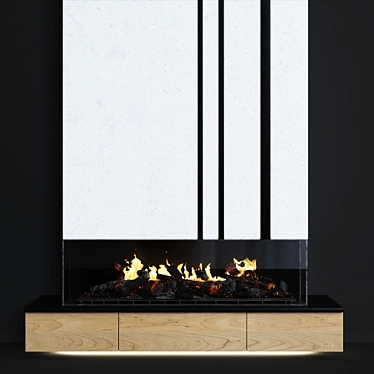 Modern Fireplace with Illumination 3D model image 1 