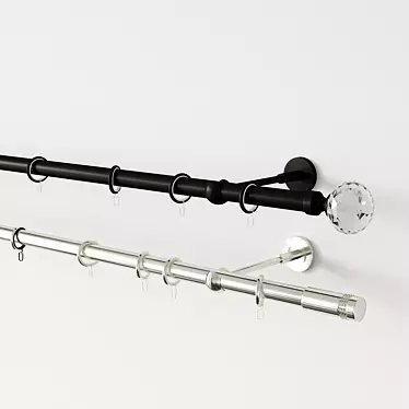 Sleek Eaves Curtain Rods 3D model image 1 