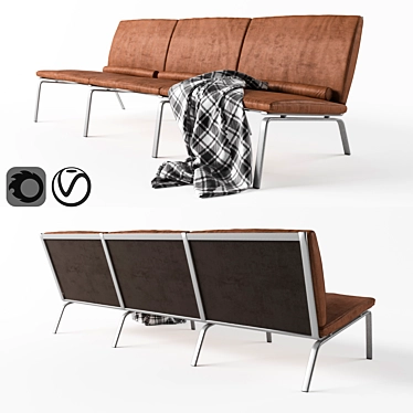 Bauhaus-inspired Luxury: Man 3-Seater Sofa 3D model image 1 
