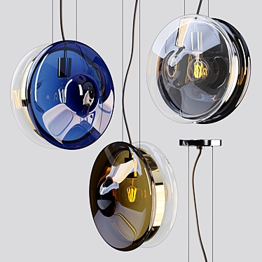 Bomma Orbital Pendant: Elegant Glass and Brass Design 3D model image 1 