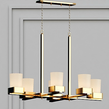 Elegant Novela Chandelier: 6-Light Brushed Nickel 3D model image 1 