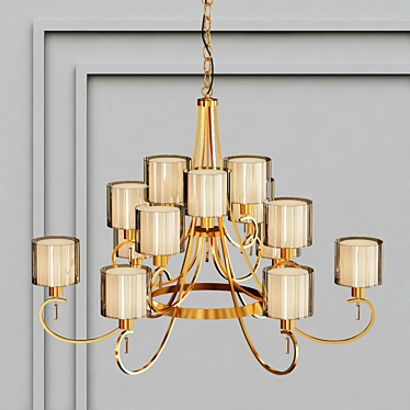 Elegant Antique Bronze Chandelier 3D model image 1 