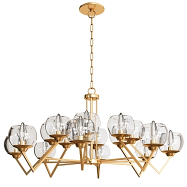 Contemporary Gold Metal Glass Chandelier 3D model image 1 