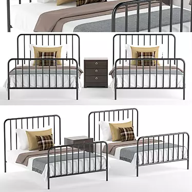 Modern Single Bed - Sleek Design, High Quality 3D model image 1 