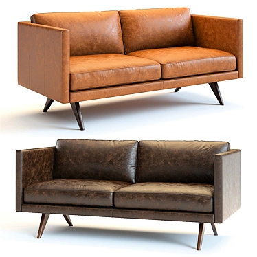 West Elm Brooklyn Leather Sofa: Stylish and Comfortable 3D model image 1 