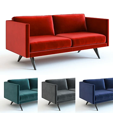 West Elm Brooklyn Velvet Sofa: Luxurious Comfort in 4 Stunning Colors 3D model image 1 